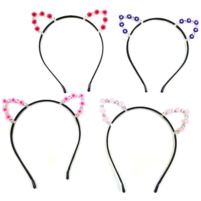 Flower Crystal Cat Ear Headband