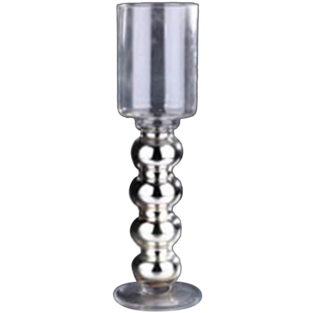 Clear Glass Candleholder, H:16.5in D:4.5in