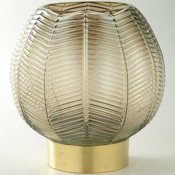 Amber Glass Vase H:9.5in D:8.5in
