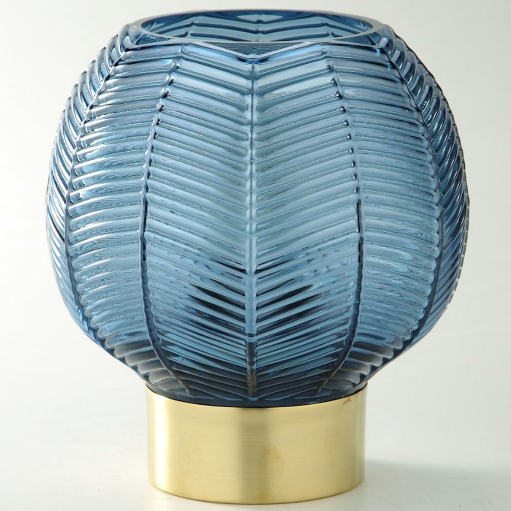 Blue Glass Vase H:7.5in D:6.5in