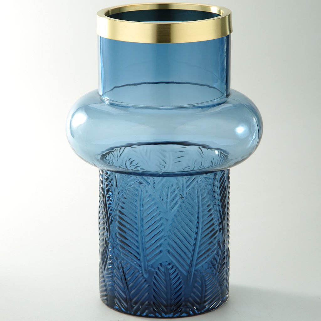 Blue Glass Vase H:12in D:7.5in