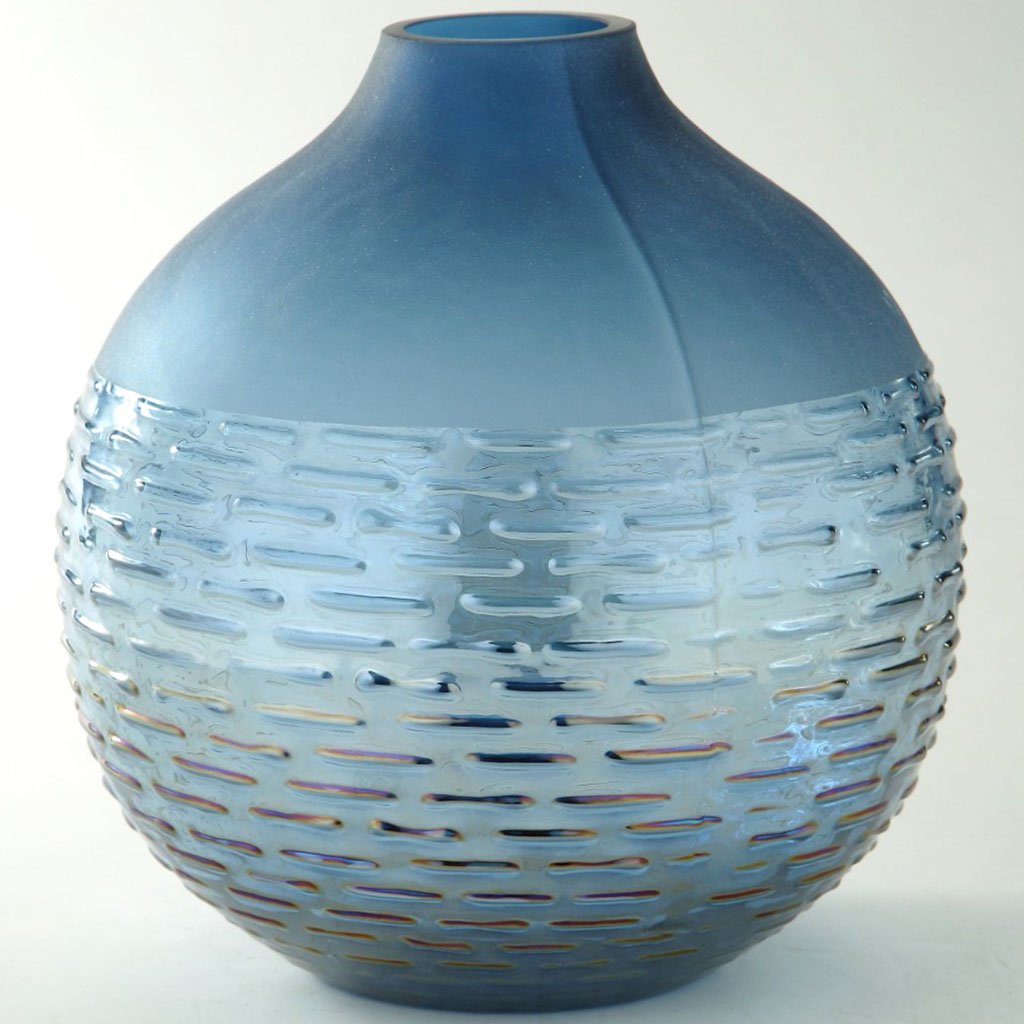 Blue Glass Vase H:8.5in D:8in