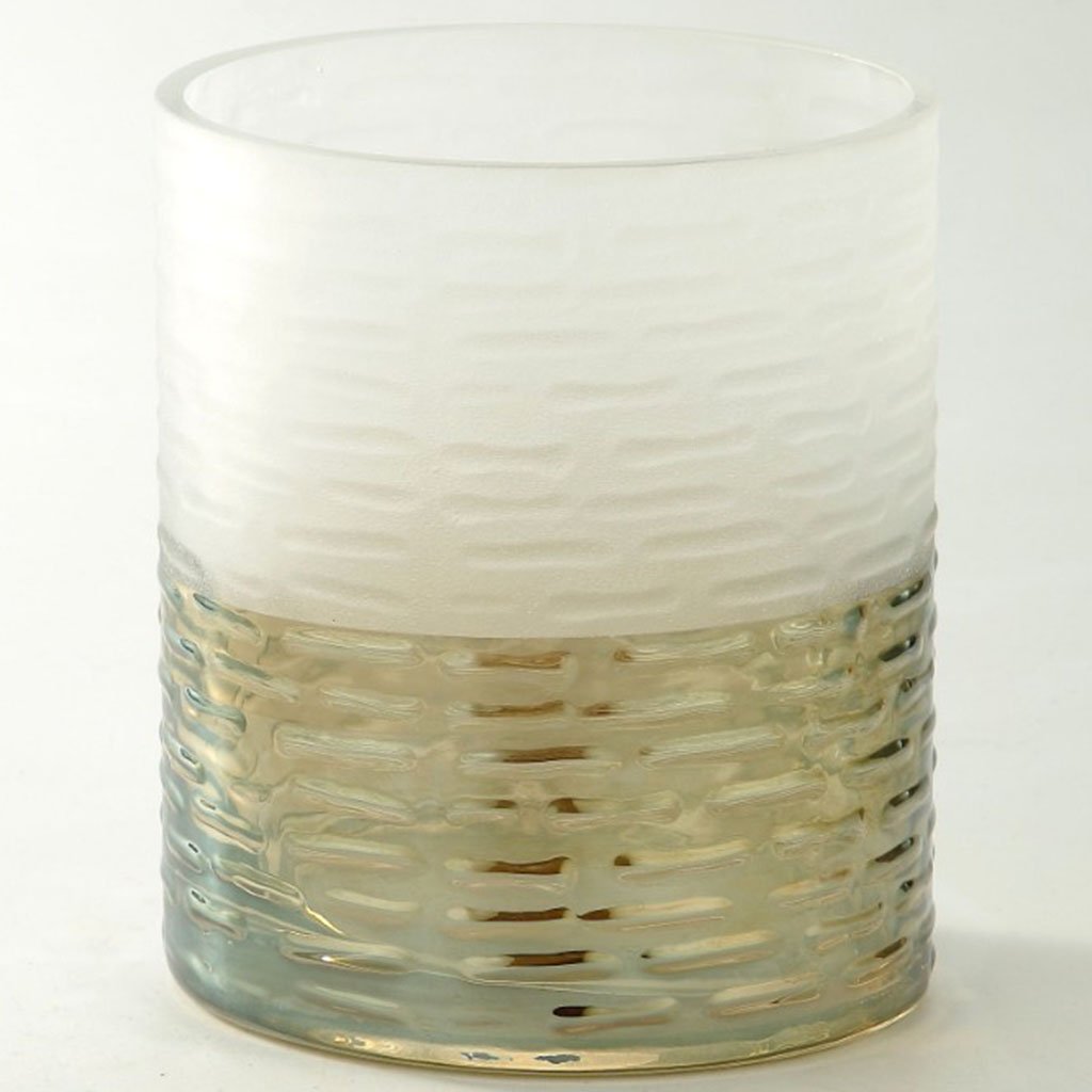 White Brown Glass Vase H:5.5in D:4.5in