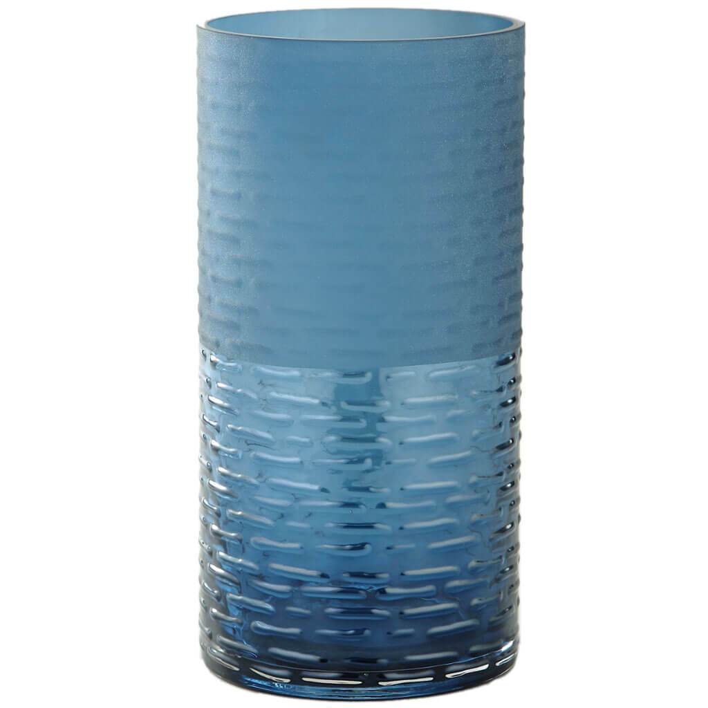 Blue Glass Vase H:9.5in D:4.5in