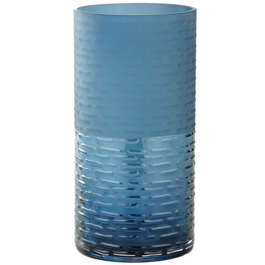 Blue Glass Vase H:9.5in D:4.5in