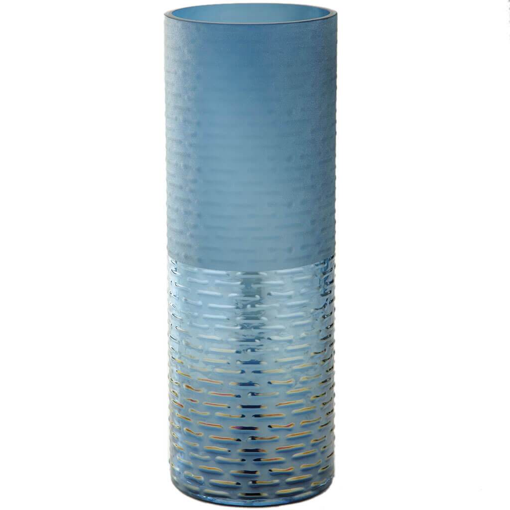 Blue Glass Vase H:13.5in D:4.5in