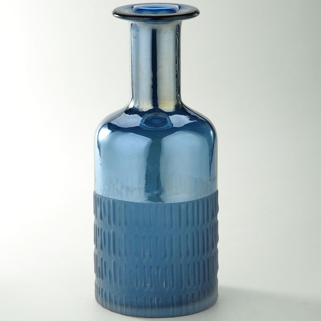 Blue Glass Vase H:12in D:5in