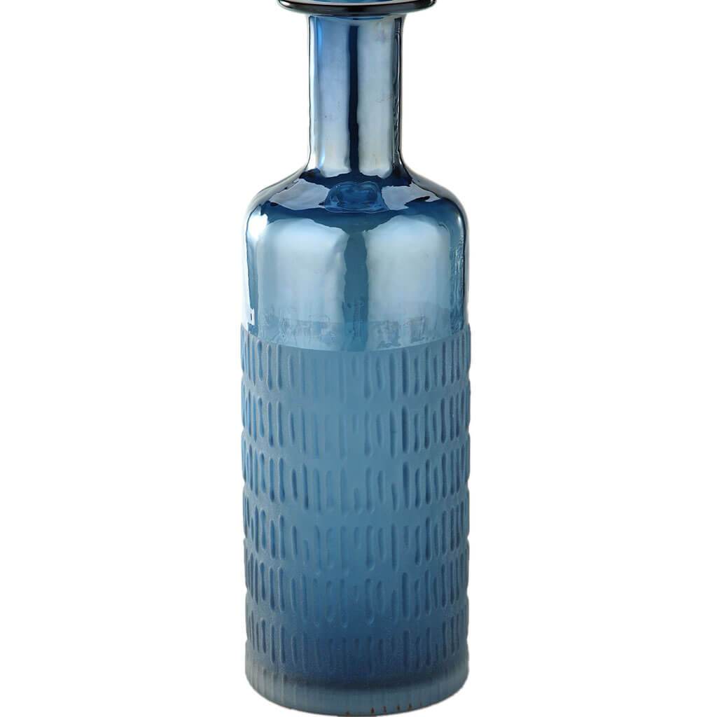 Blue Glass Vase H:15.5in D:5in