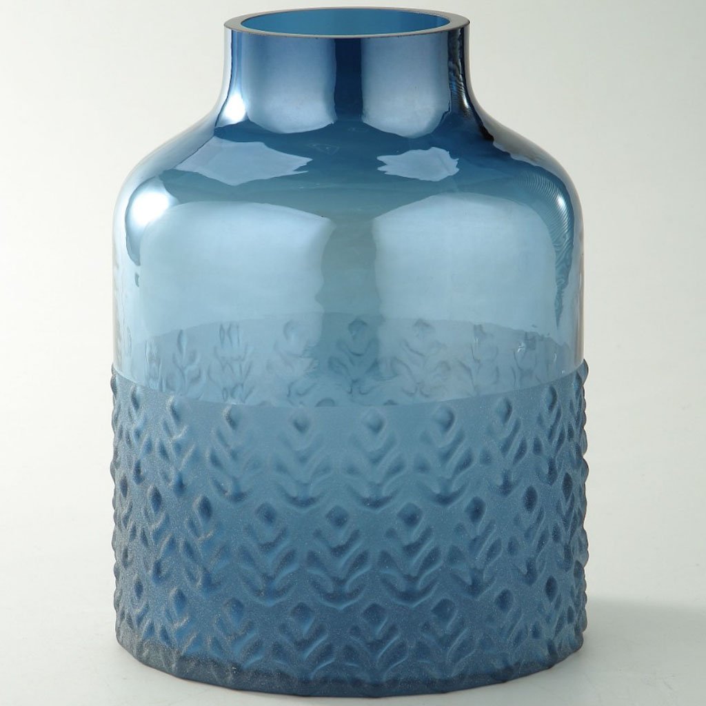 Blue Glass Vase H:8in D:6.5in