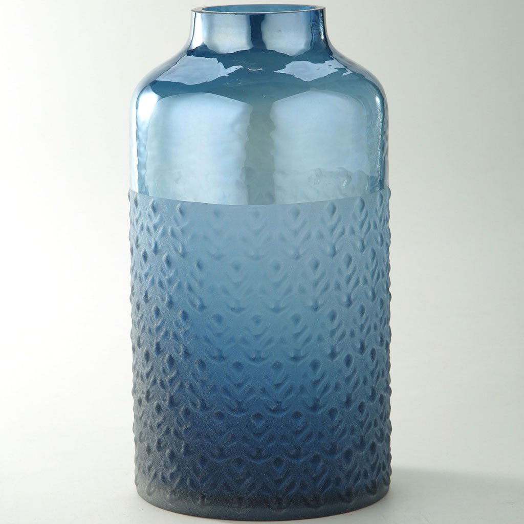 Blue Glass Vase H:11in D:6.5in