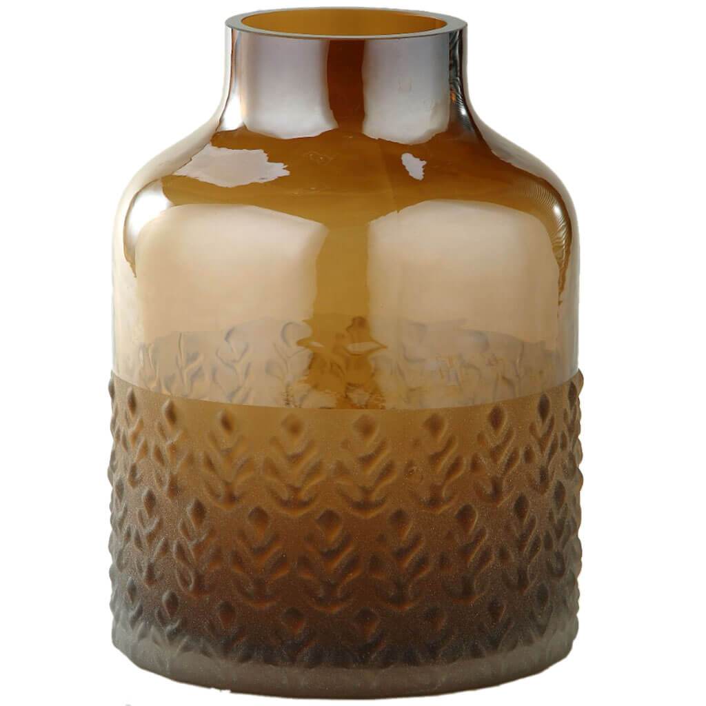 Brown Glass Vase H:8in D:6.5in