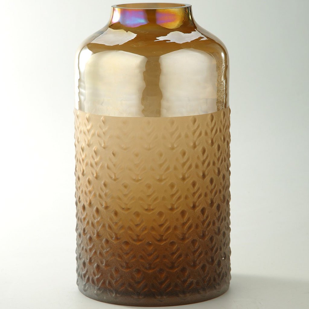 Brown Glass Vase H:11in D:6.5in