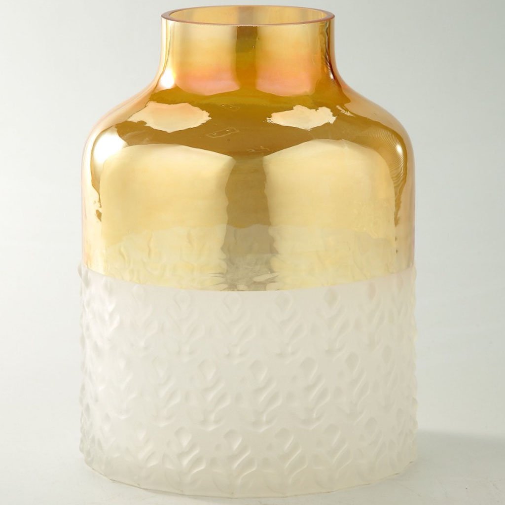 Amber Glass Vase H:8in D:6.5in