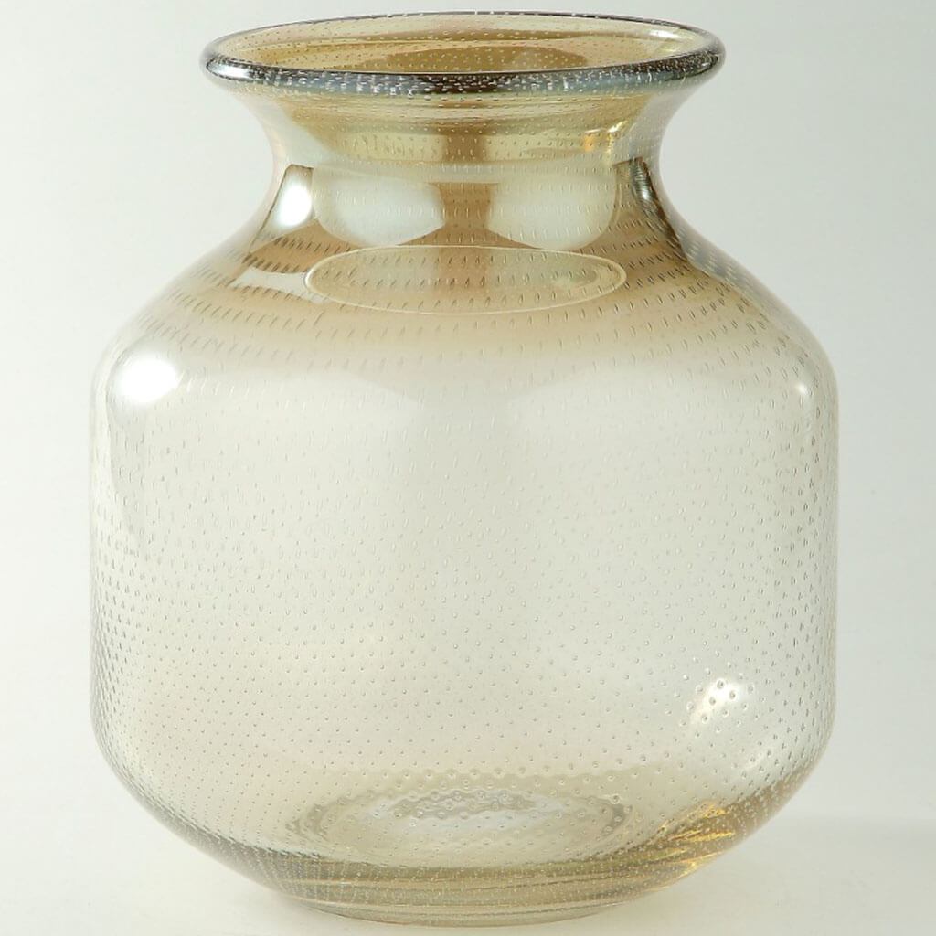 Amber Glass Vase H:9.5in D:8.5in