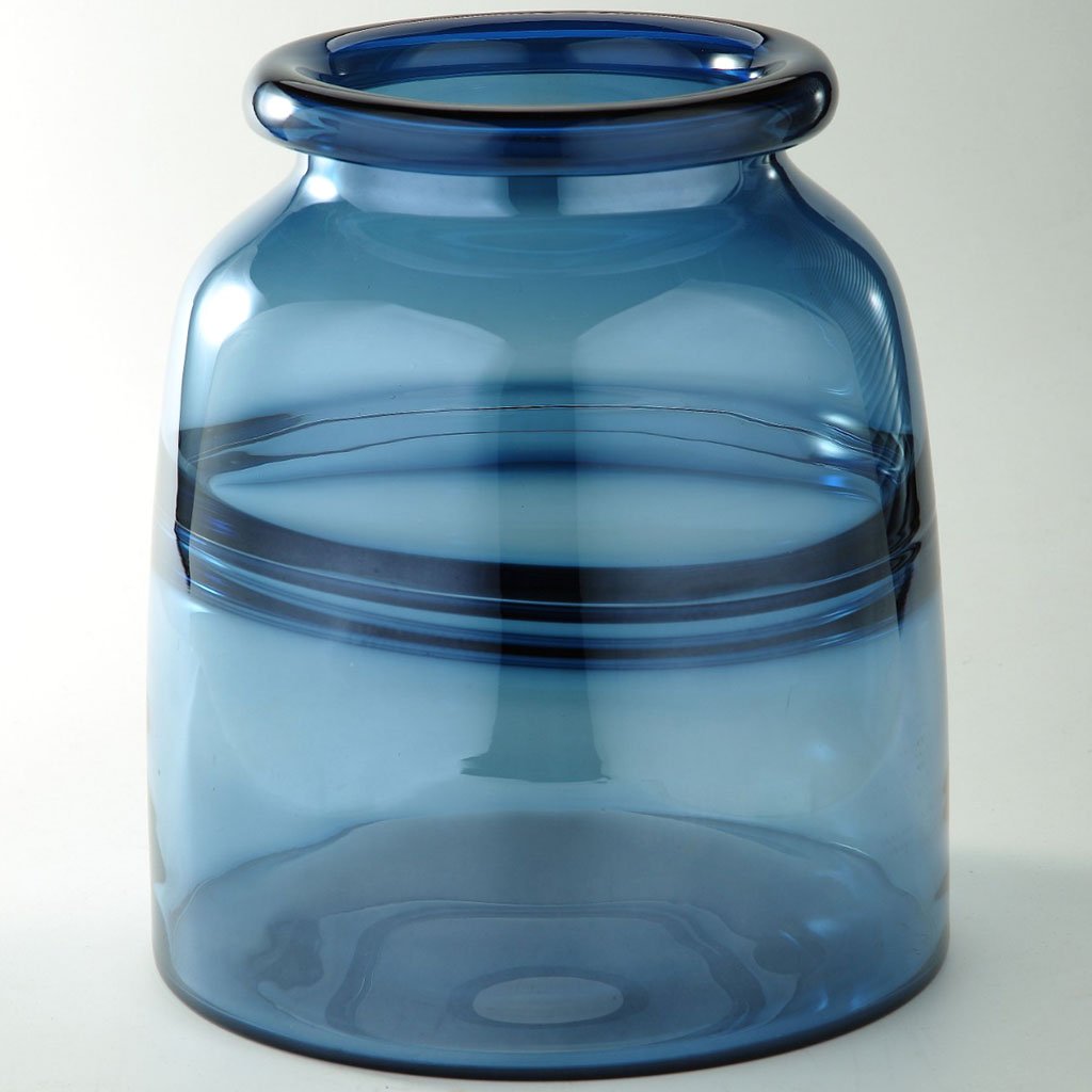 Blue Glass Vase H:10.5in D:9.5in