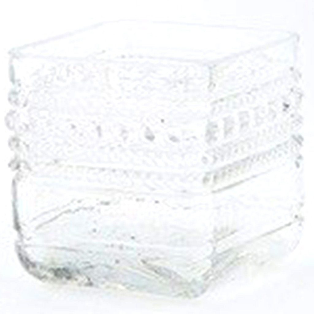 Clear Glass Square Vase L:4inW:4inH:4in