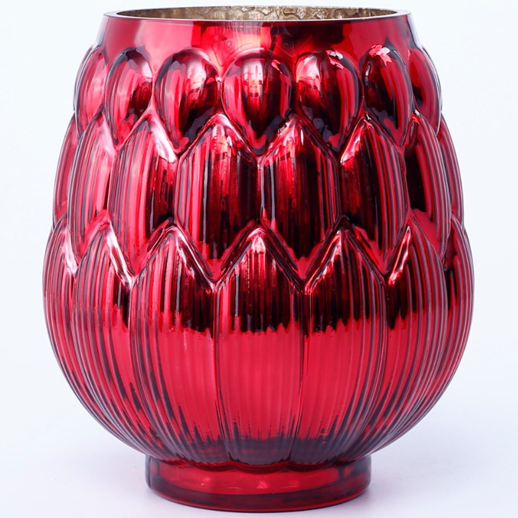 Red Candleholder H:8in D:7.5in