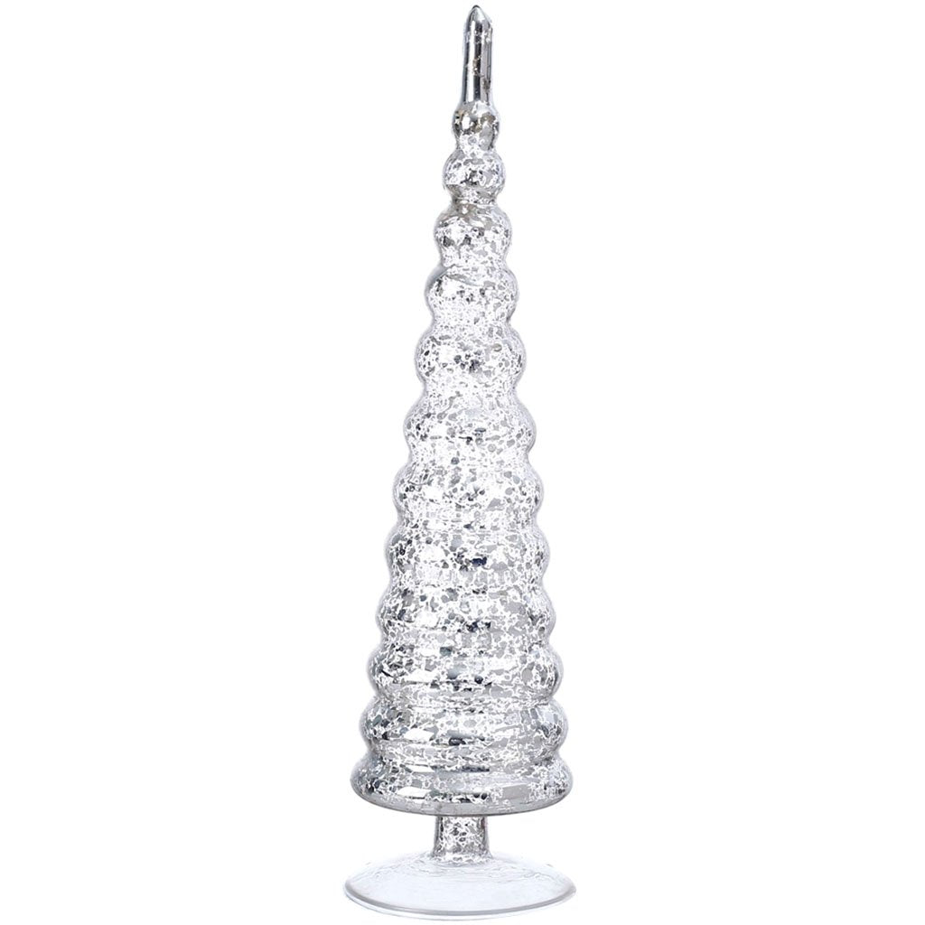 Christmas Tree Silver Glass Accessory H:11.5in D:3in