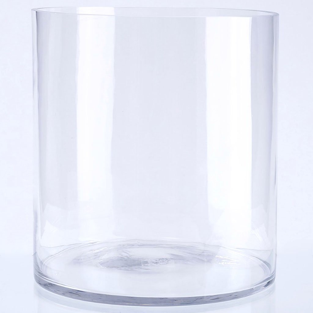 Cylinder Clear Glass Vase H:10in D:9in