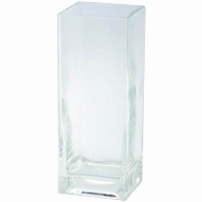 Square Clear Glass Vase L:4in W:4in H:10in