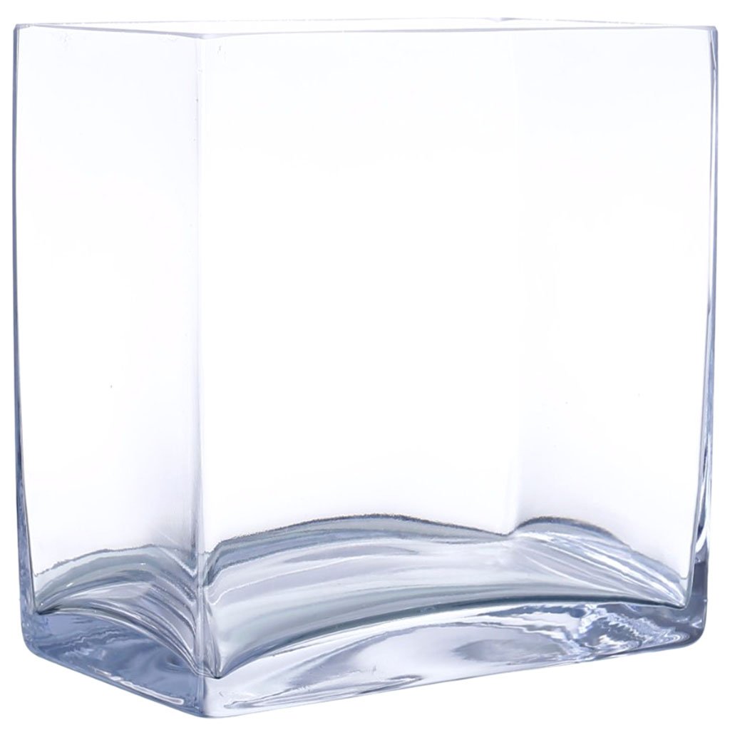 Rectangle Clear Glass Vase L:7.5in W:4.5in H:8in