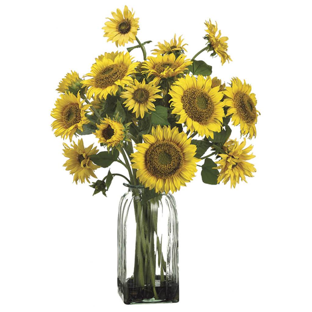 Sunflower in Glass Vase Yellow 30inH x 17inW x 17inL