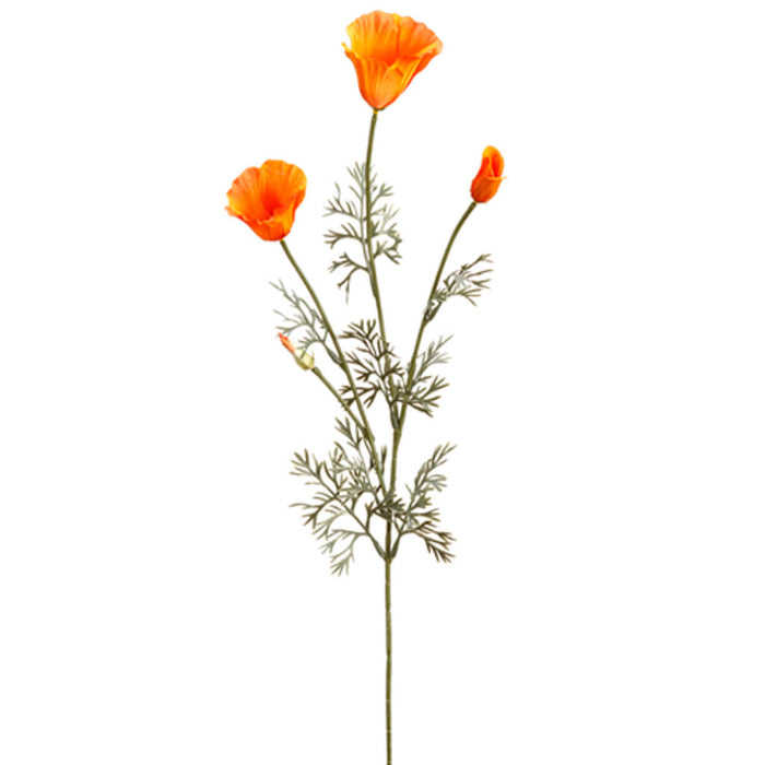 California Poppy Spray x3 28in, Orange Gold