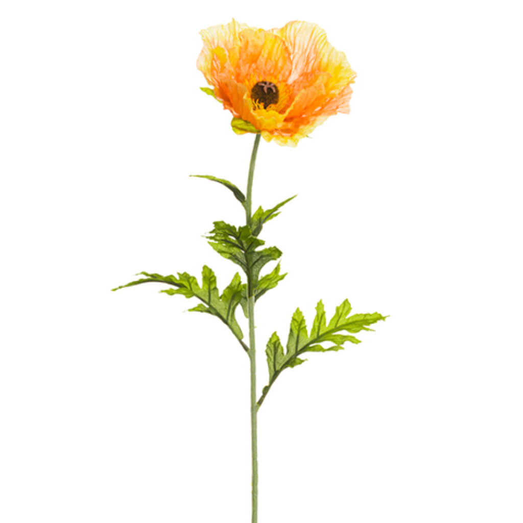 Poppy Spray 28in Peach Yellow