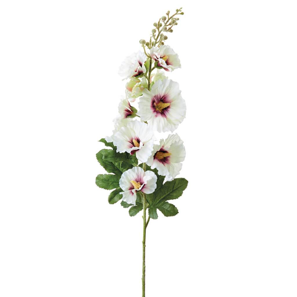 Hollyhock Spray 36in White Boysenberry