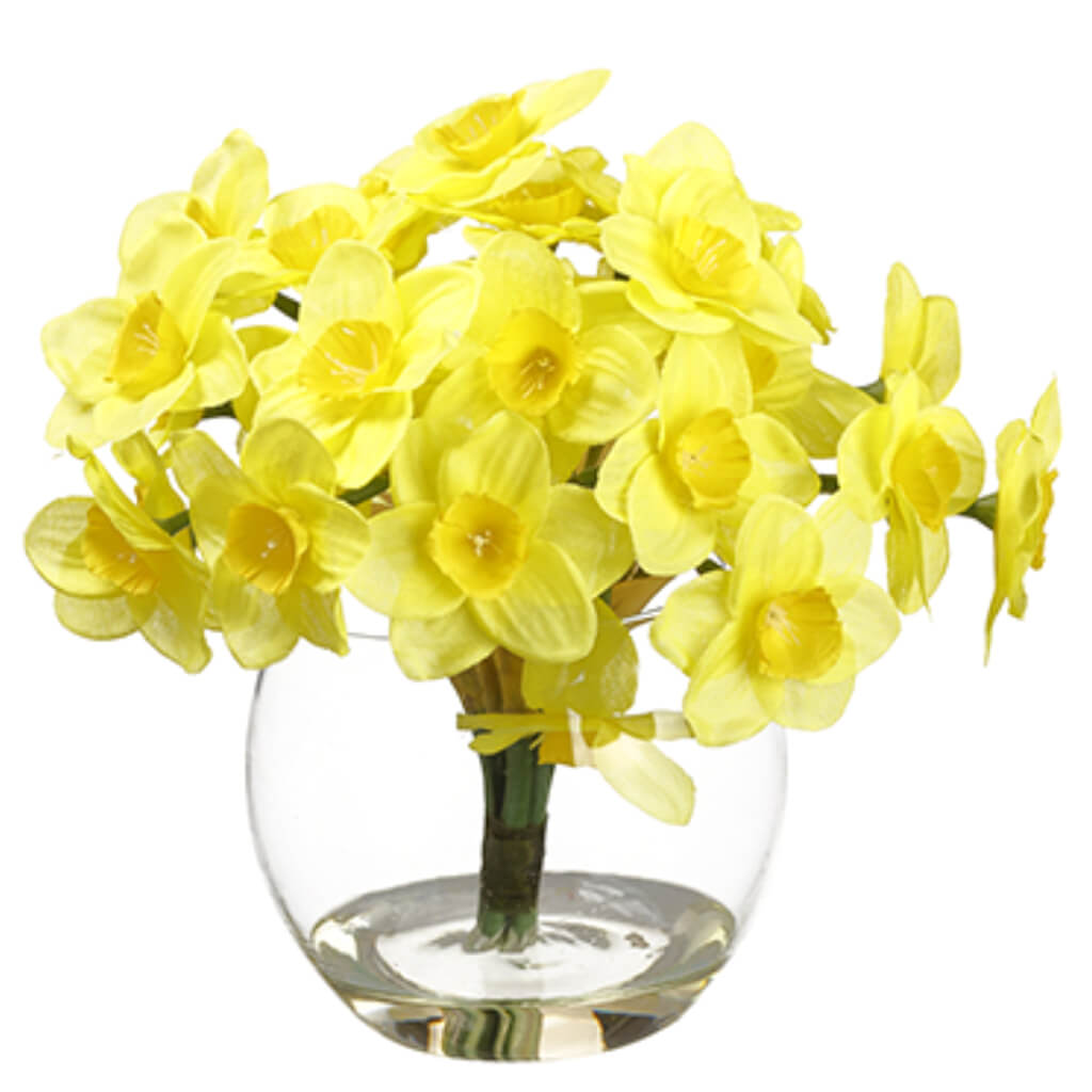 Daffodil in Glass Vase Yellow 7in