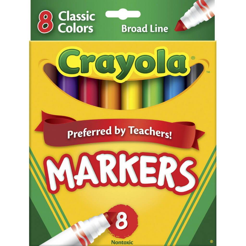 Crayola Original Broad Line Markers, Assorted Classic Colors Set of 8