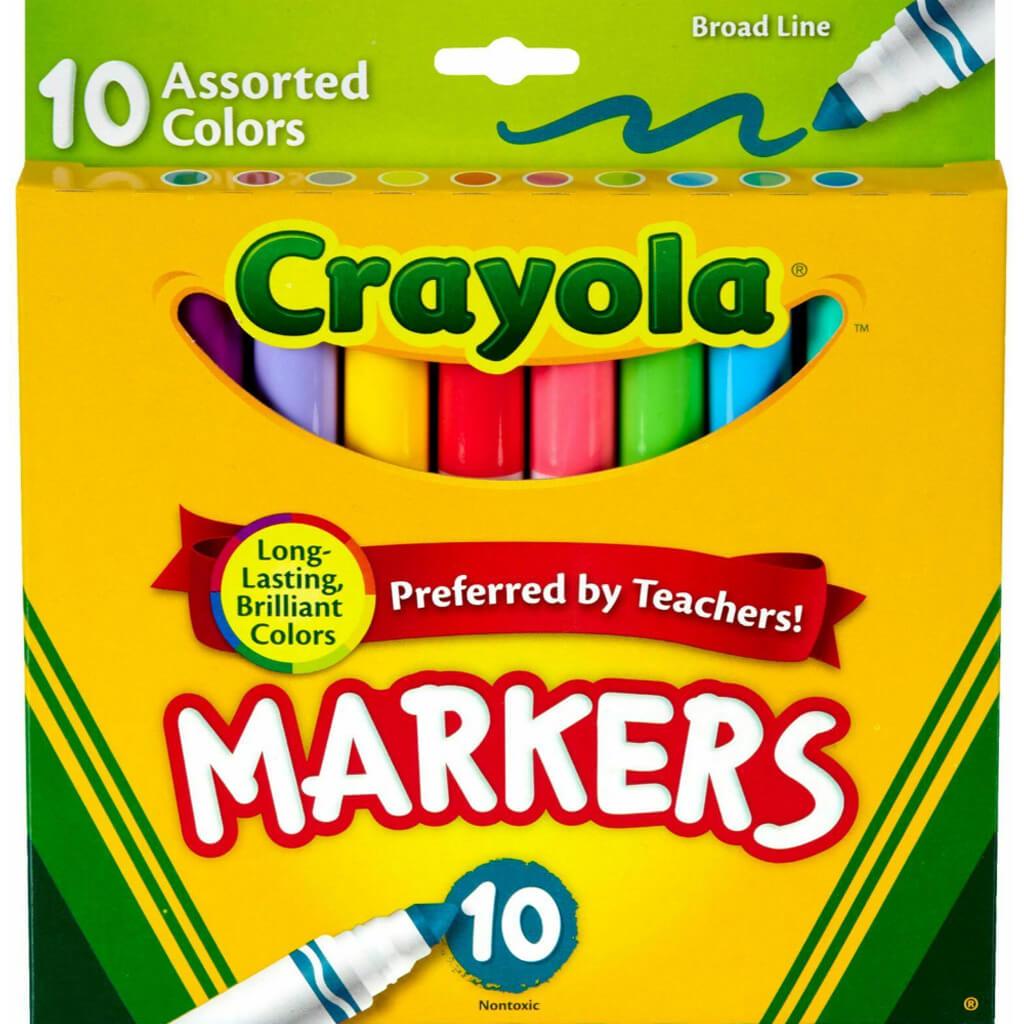 Crayola Broad Line Markers Assorted Colors 10/Pkg