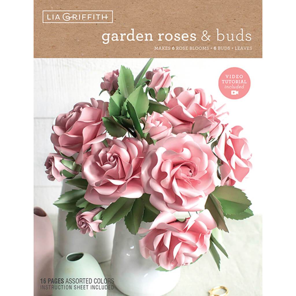 Frosted Paper Flowers Garden Roses &amp; Buds