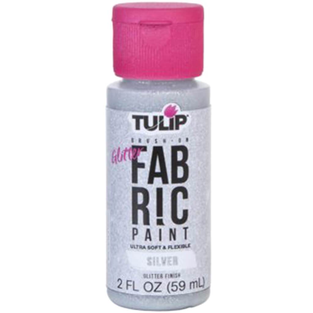 Tulip Brush On Fabric Paint Glitter Silver 2oz