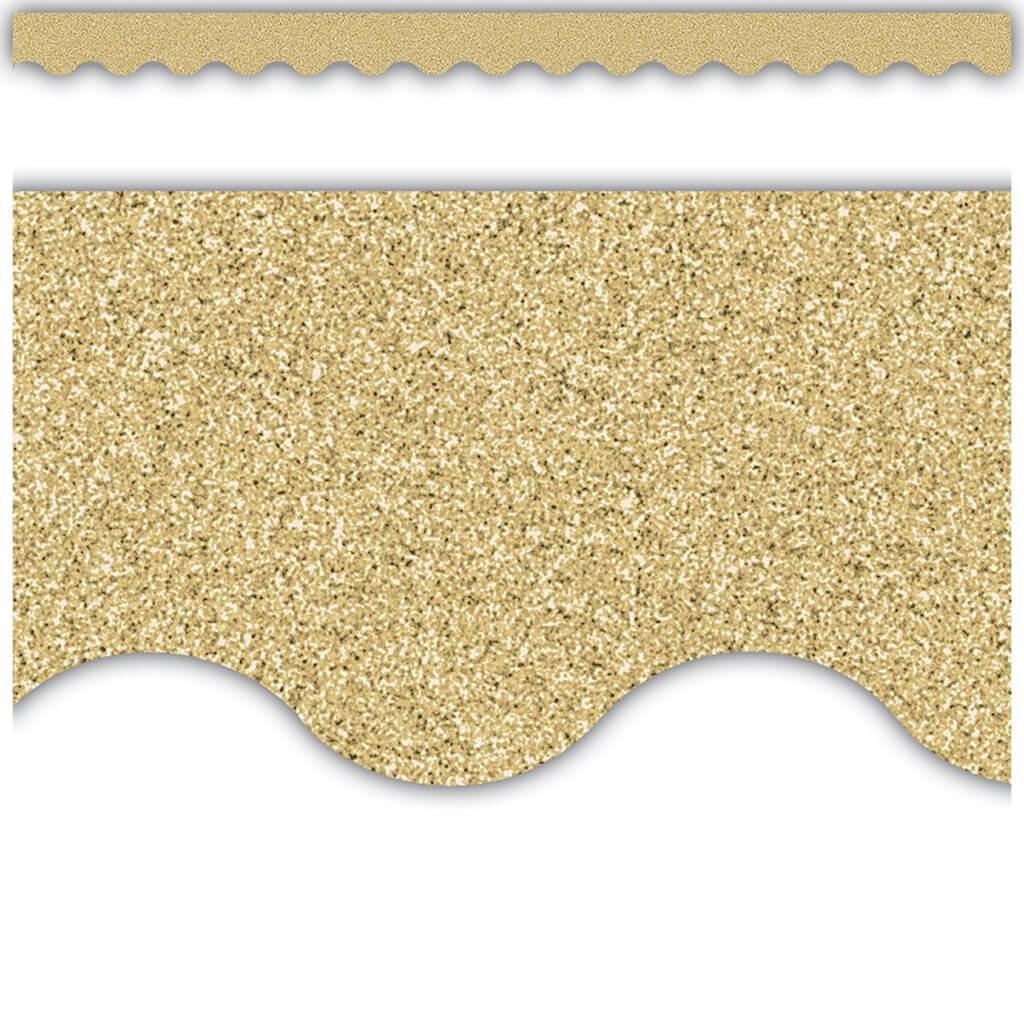Scalloped Border Trim Gold Glitz