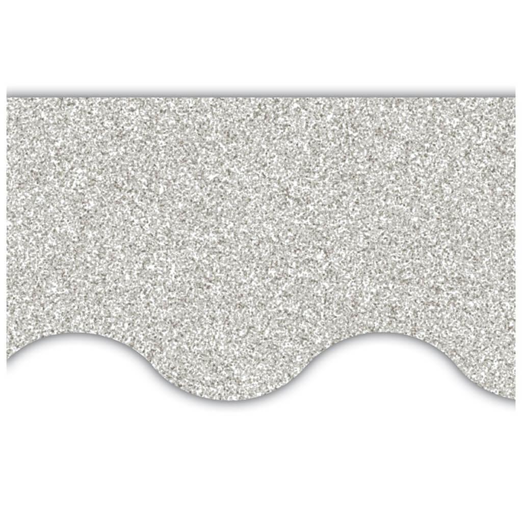 Scalloped Border Trim Silver Glitz