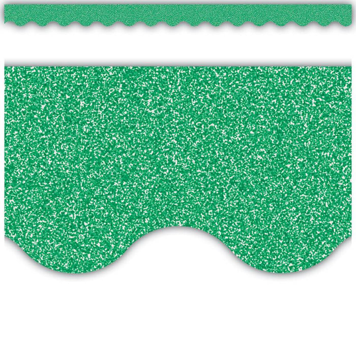 Scalloped Border Trim Green Glitz