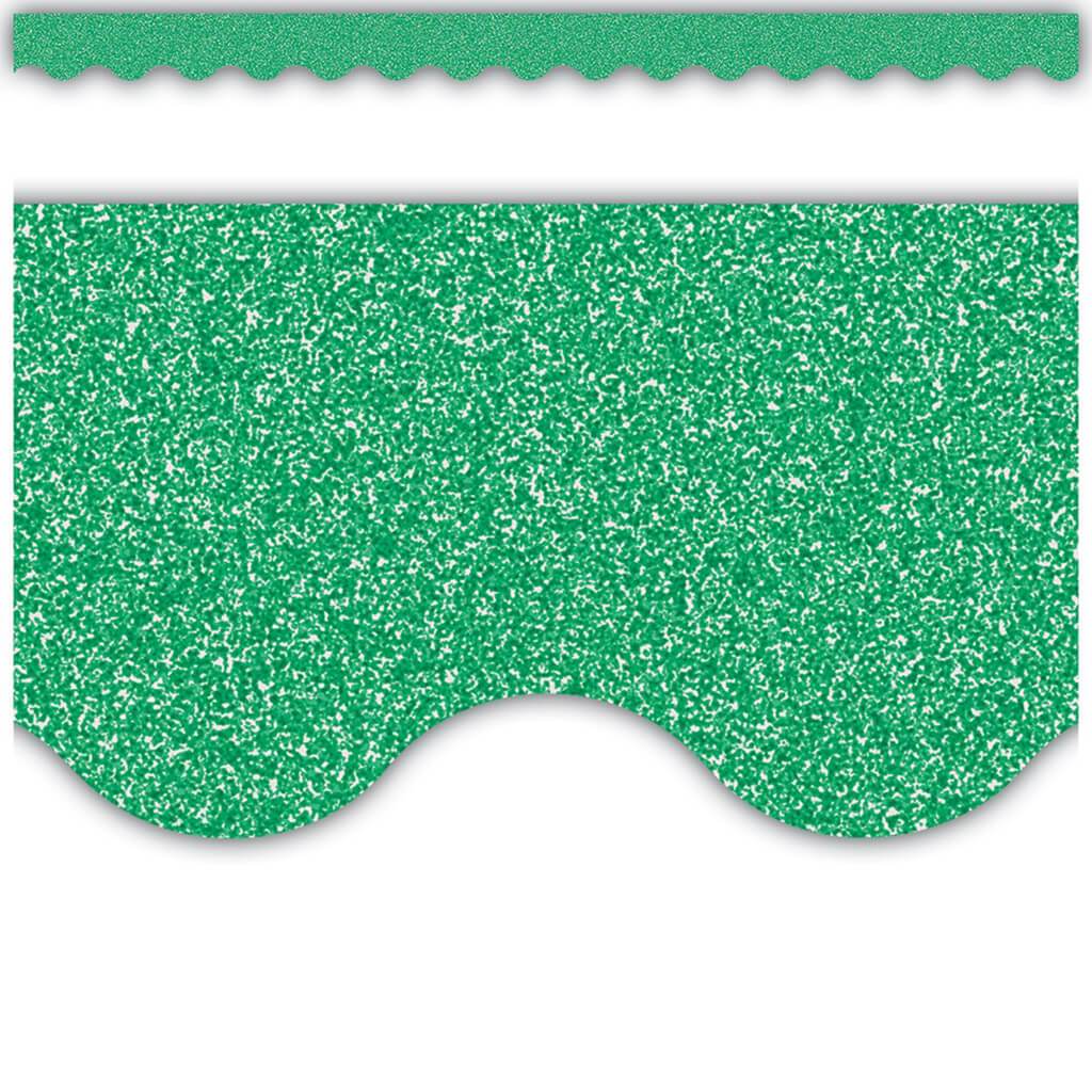 Scalloped Border Trim Green Glitz