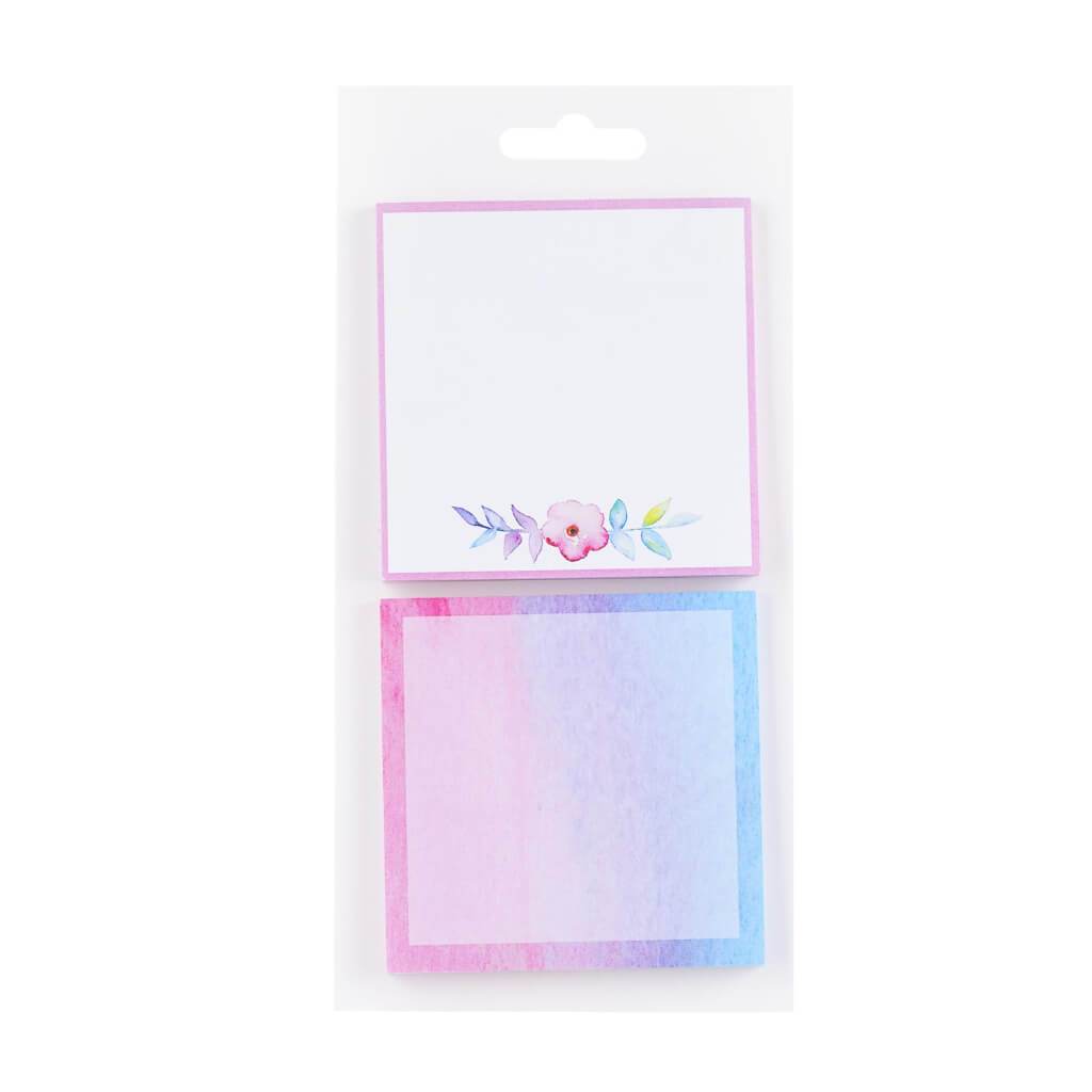 3 x 3 Sticky Notes: Flower &amp; Watercolor, 50 Sheets, 2 Pieces