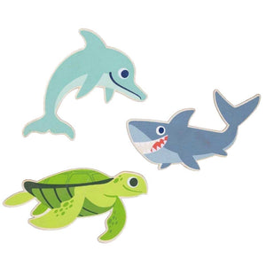 Printed Wood Shapes - Ocean Animals, 3 Pieces