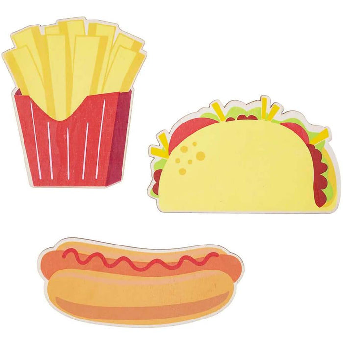 Printed Wood Shapes - Food, 3 Pieces