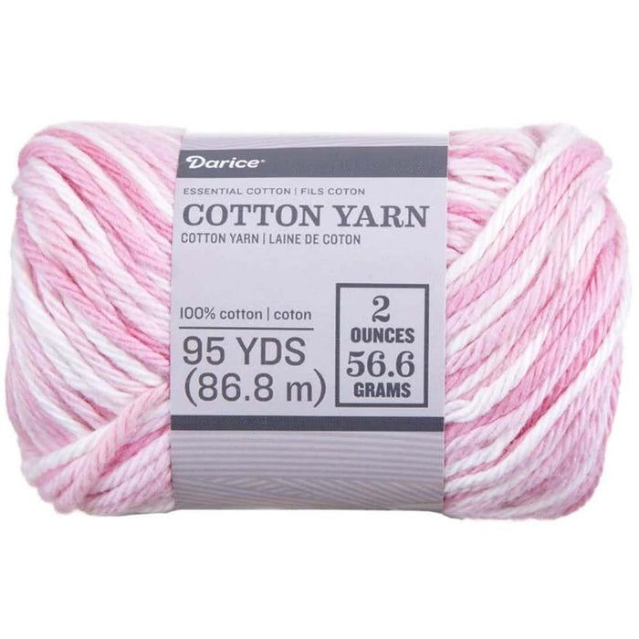 Essentials Bubblegum Striped Cotton Yarn, 2 Ounces