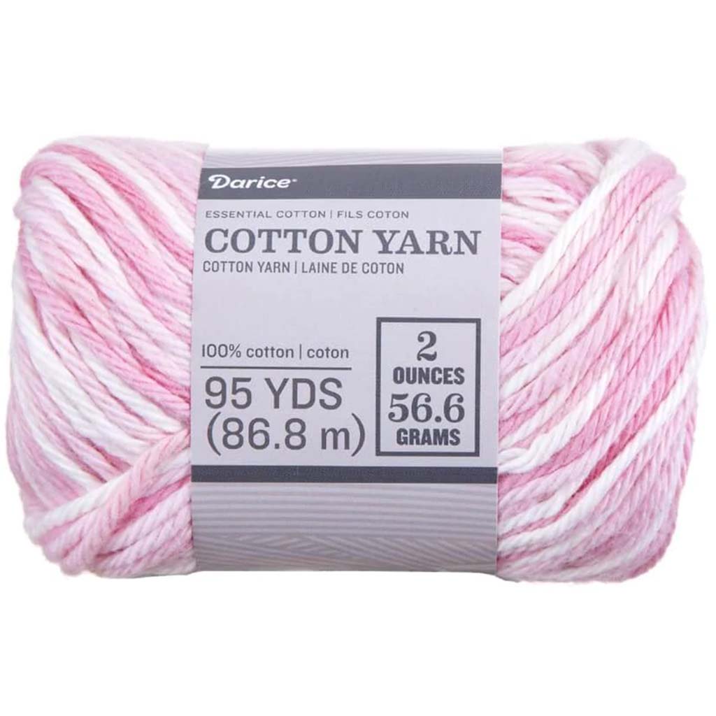 Essentials Bubblegum Striped Cotton Yarn, 2 Ounces