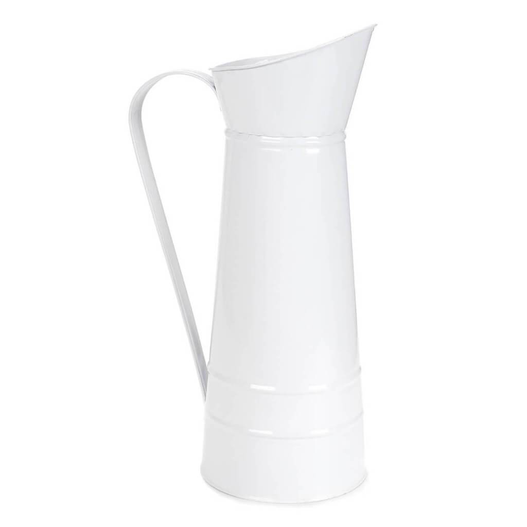 Pitcher Planter Metal White 4.75 x 13.25in