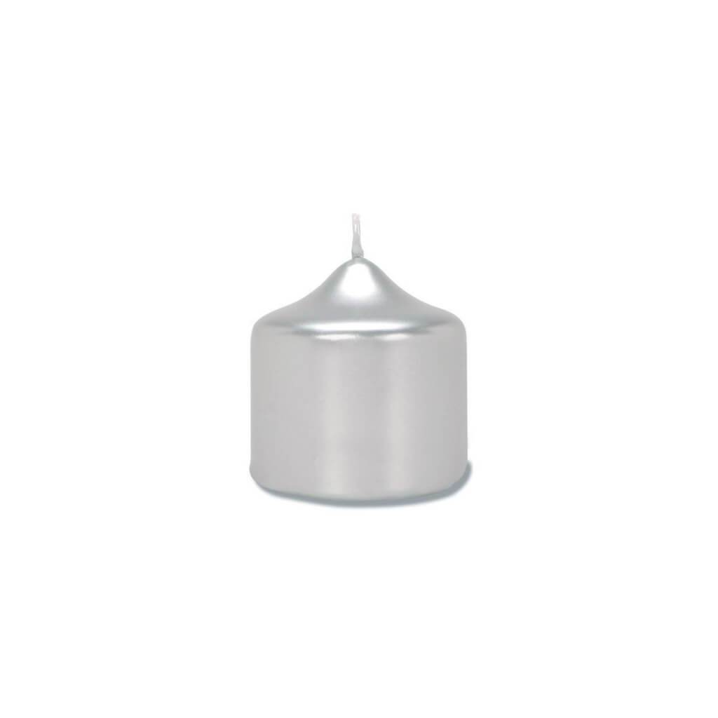 Pillar Candle - Metallic Silver - 2.8 X 3 Inches