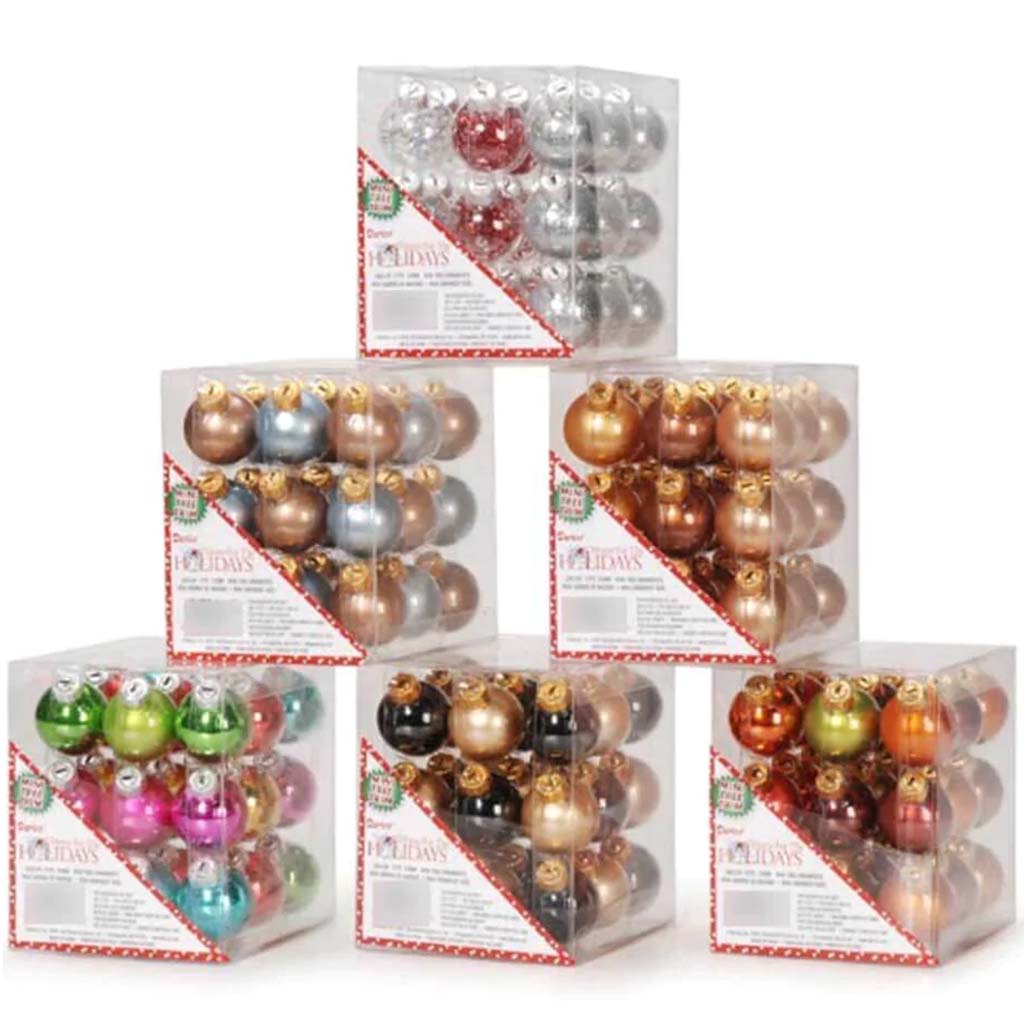 Mini Glass Christmas Ornament Assorted 28mm