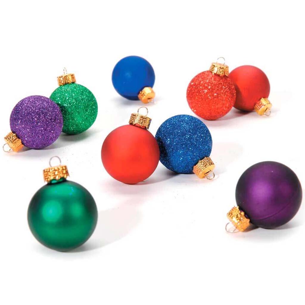 Mini Christmas Ornaments Plastic Round Asst. Colors 1.18In 9Pcs