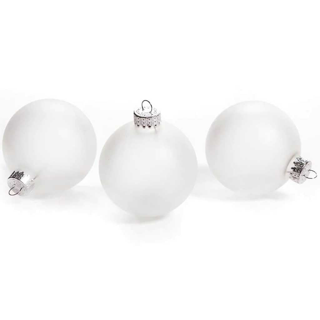 Glass Ornament Frosted 2 5/8in Round 6pc