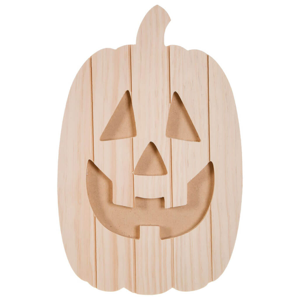 Unfinished Wood Carved Pallet Jack O Lantern Face