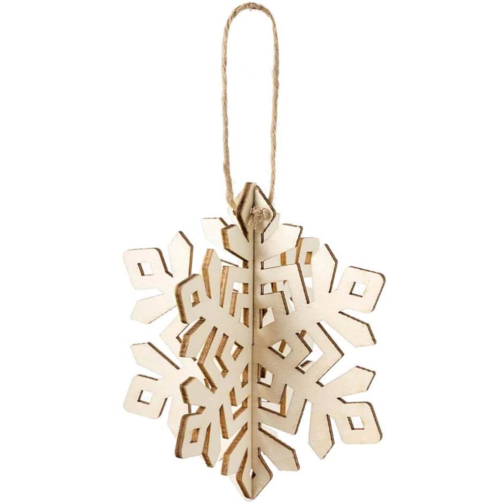 Christmas Wood 3D Ornament snowflakes 3.4in